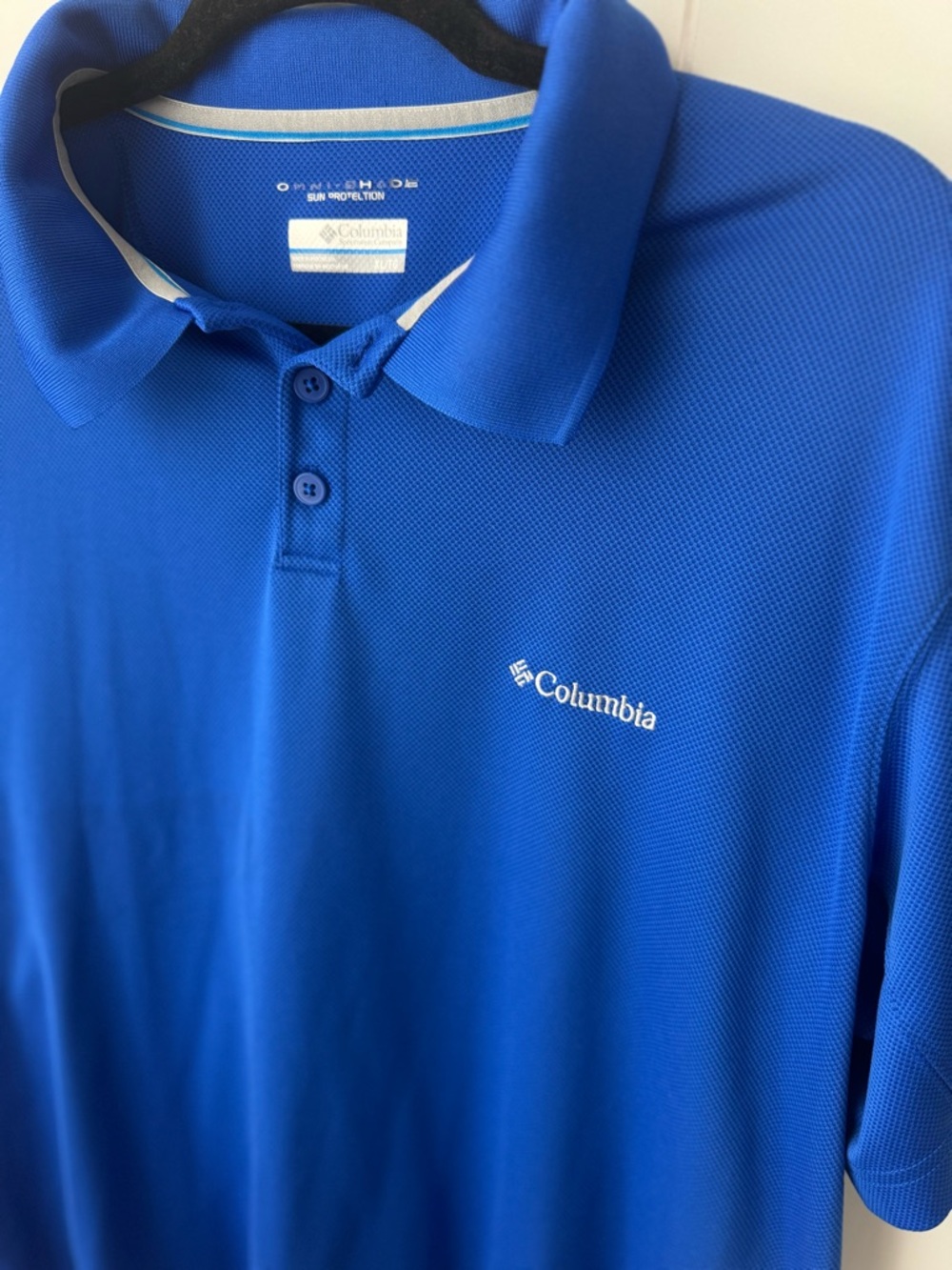 Columbia Omni-Shade Polo Shirt, Collared, Royal Blue Size XL 100% Polyester - Picture 2 of 5